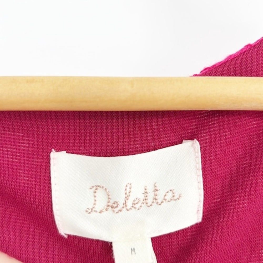 Anthropologie Deletta Silverfield Pink Sweetheart Lace Cutout Dress Size Medium - Picture 6 of 13